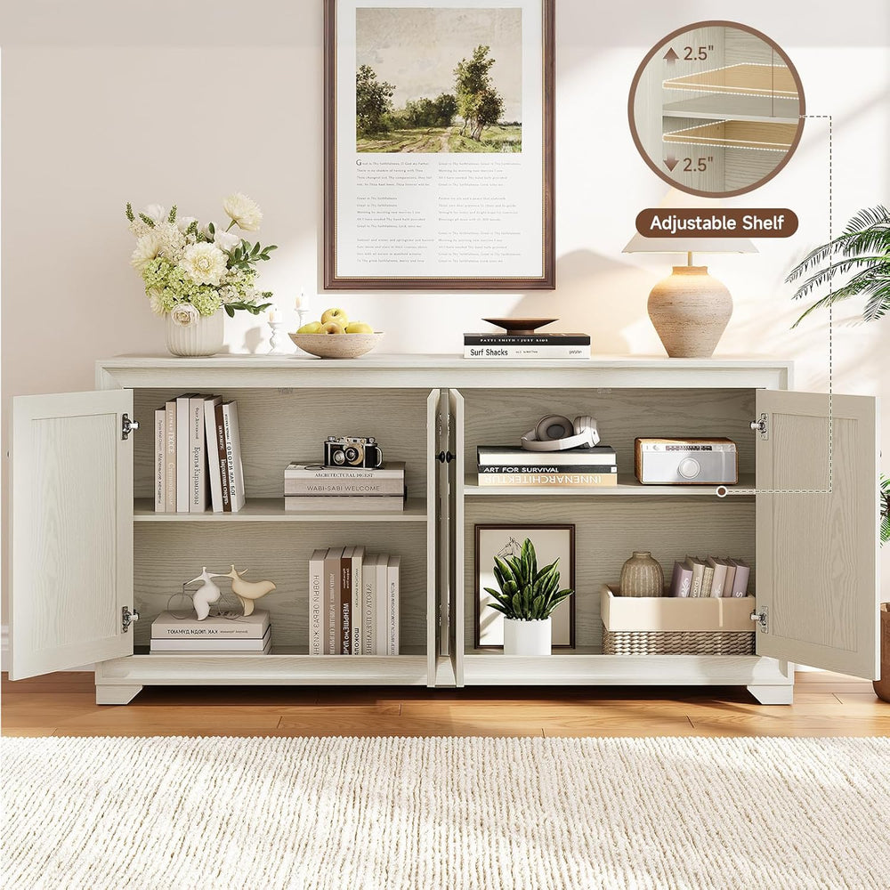 ONBRILL 60" Buffet Cabinet with Storage, 4 Doors Sideboard Buffet Cabine...