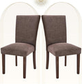 COLAMY Upholstered Parsons Dining Chairs Set of 2, Fabric Dining Room Kitchen Side Chair with Nailhead Trim and Wood Legs - Brown
