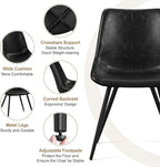 Yaheetech Dining Chairs Set of 2 Modern Upholstered Dining Room Chairs with Faux Leather Seat and Metal Legs for Home, Kitchen, Armless Design, Black