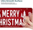 Merry Christmas Gaming Mouse Pad 31.5"x11.8"Desk Mat Anti-Slip Rubber Base & Durable Stitched Edges for Gamers Smooth Mouse Writing Surface for Desk Office/Home