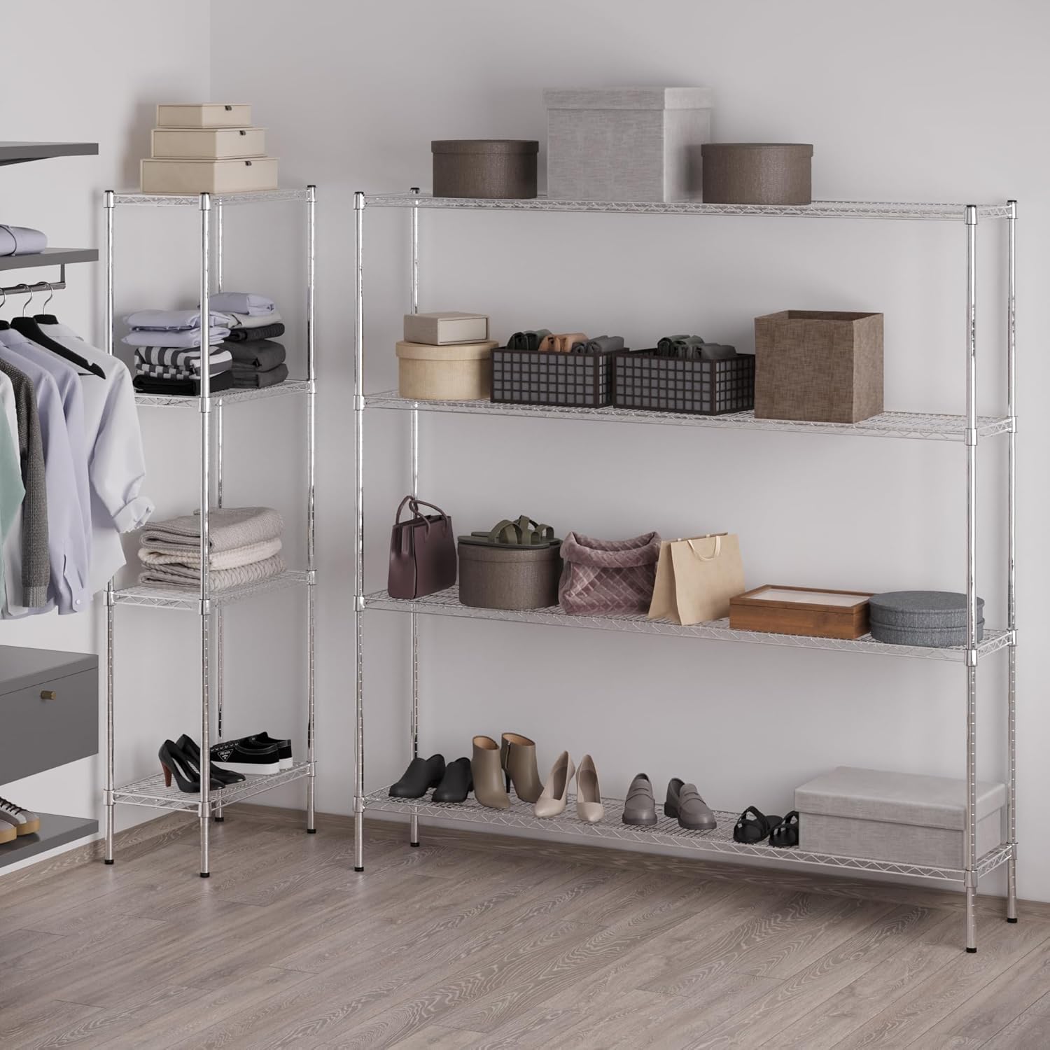 14" Deep x 72" Wide x 74" Height Wire Shelving Kit | 4-Tier | NSF Commercial Storage Rack Unit