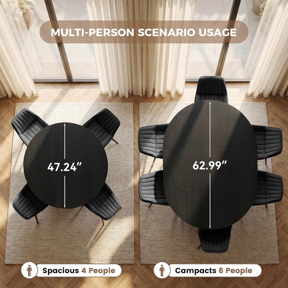 Miereirl Extendable Dining Table Set for 4-6, 47.24"-63" Round to O...