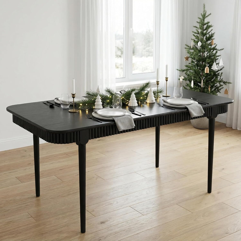 LukeAlon 63-inch Solid Wood Dining Table for 4-6, Mid-Century Modern Kitchen ...