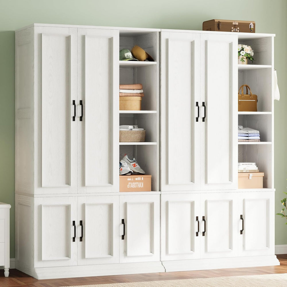 LIKIMIO Armoire Wardrobe Closet 70" H, 5 Doors for Bedroom, White | Wood...