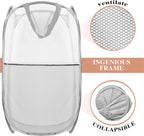 Collapsible Pop Up Laundry Hamper, Extra Large Mesh Foldable Laundry Basket, 28" x 16" x 16", 2 Pack (Black + Grey)