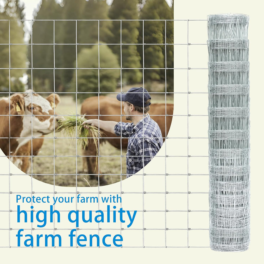 Cattle Fence 5ft x 164ft, Galvanized Farm Fence & Metal Wire Fencing