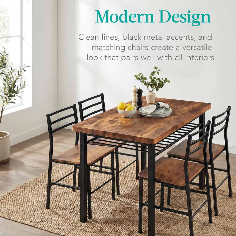 Best Choice Products 5-Piece Modern Dining Set W/Steel Frame, Space Saving Re...