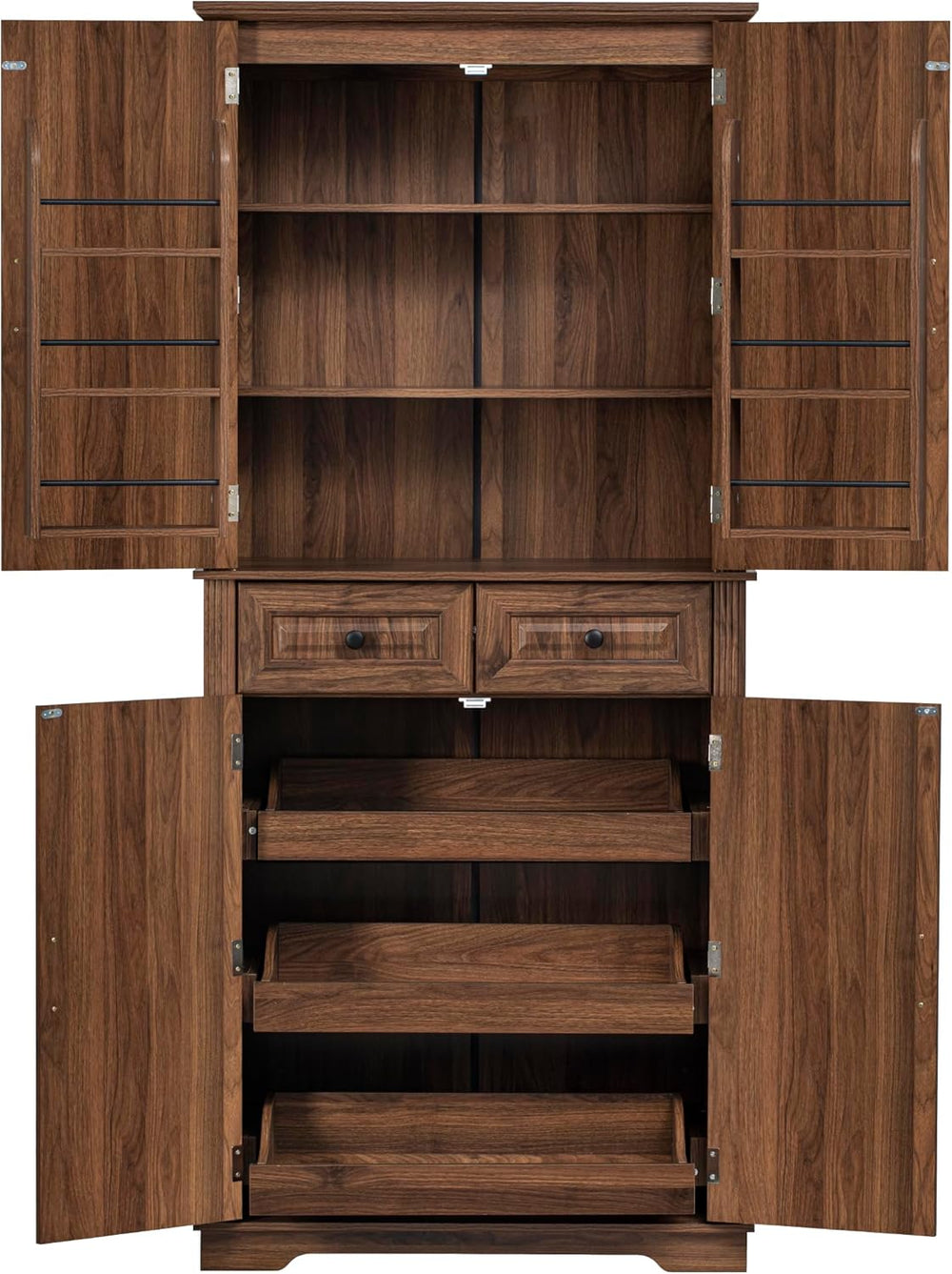 Ball & Cast 71" Farmhouse Kitchen Pantry Cabinet with 3 Pull-Out Org...