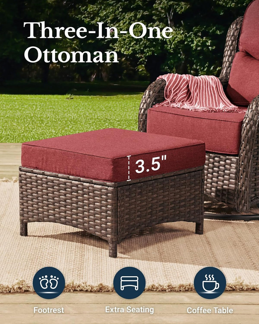 HILLGA Luxury 5 PCS Outdoor Swivel Rocker Patio Chairs of 2 with Side Table |...
