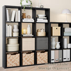 Cube Storage Organizer Bookcase, Decorative 11 inch Open Back Cubical Shelf with Thickened Border, Display Bookshelf for Living Room, Home Office, Sturdy Room (Black, 12 Cube)