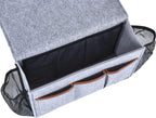 Bedside Caddy, Large Size Storage Organizer with 8 Pockets - Perfect for Magazine, Remotes, Phone (13.4'' x 18.1'', Light Grey)