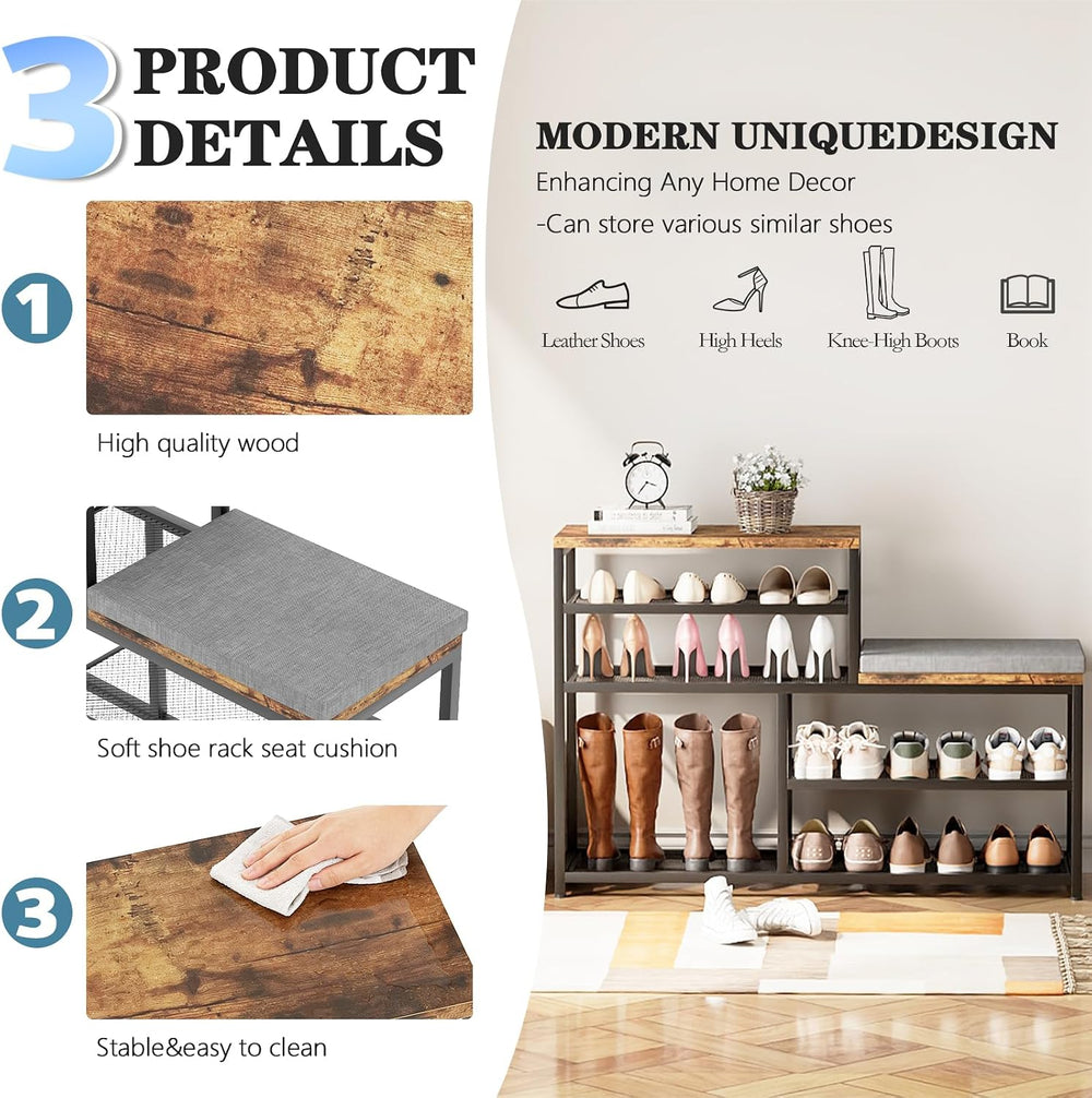 Shoe Rack,Freestanding Hidden Shoe Storage Organizer for Entryway, Shoe Bench...