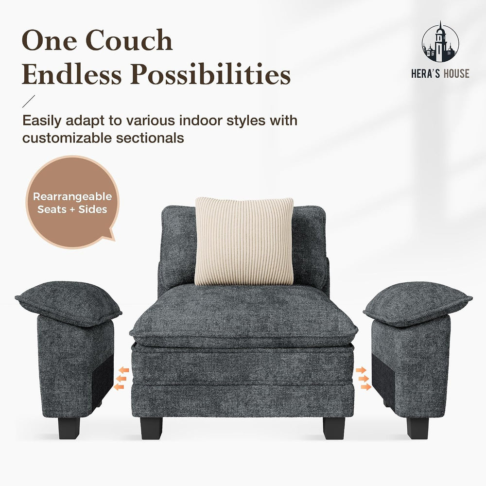 HERA'S HOUSE 2 Pieces Modular Loveseat Couch & 3-Seat Sectional Sofa Set