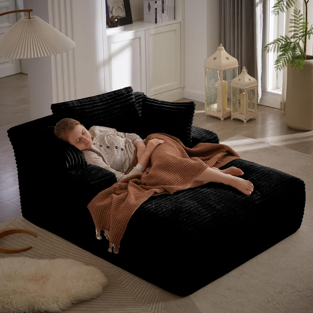 49.2" Oversized Chaise Lounge Chair Indoor,Corduroy Reading Chair with 3...
