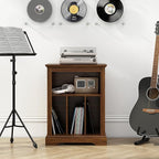 Farmhouse Record Player Stand, 3 Tier End Table, Turntable Stand with Vinyl Record Storage ,Wood Record Holder Cabinet Dispaly Shelf for Living Room,Bedroom,Rustic Brown