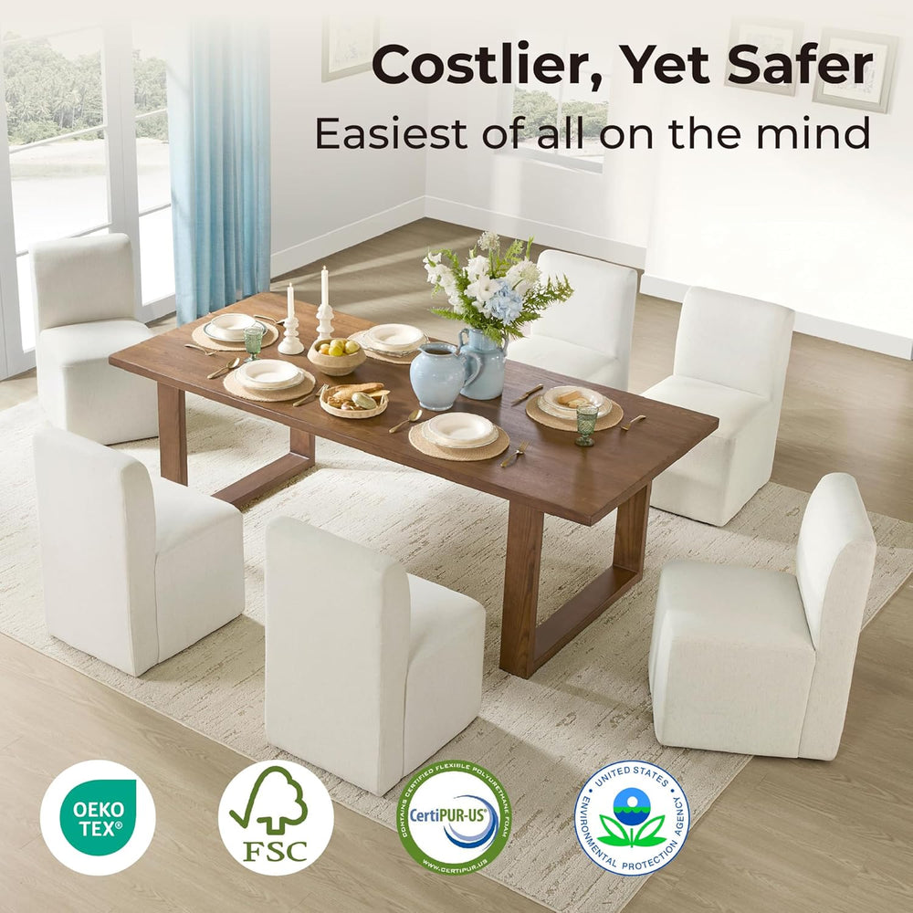 CHITA Dining Chairs with Casters Set of 4, Fully Assembled, Linen | FSC Certi...