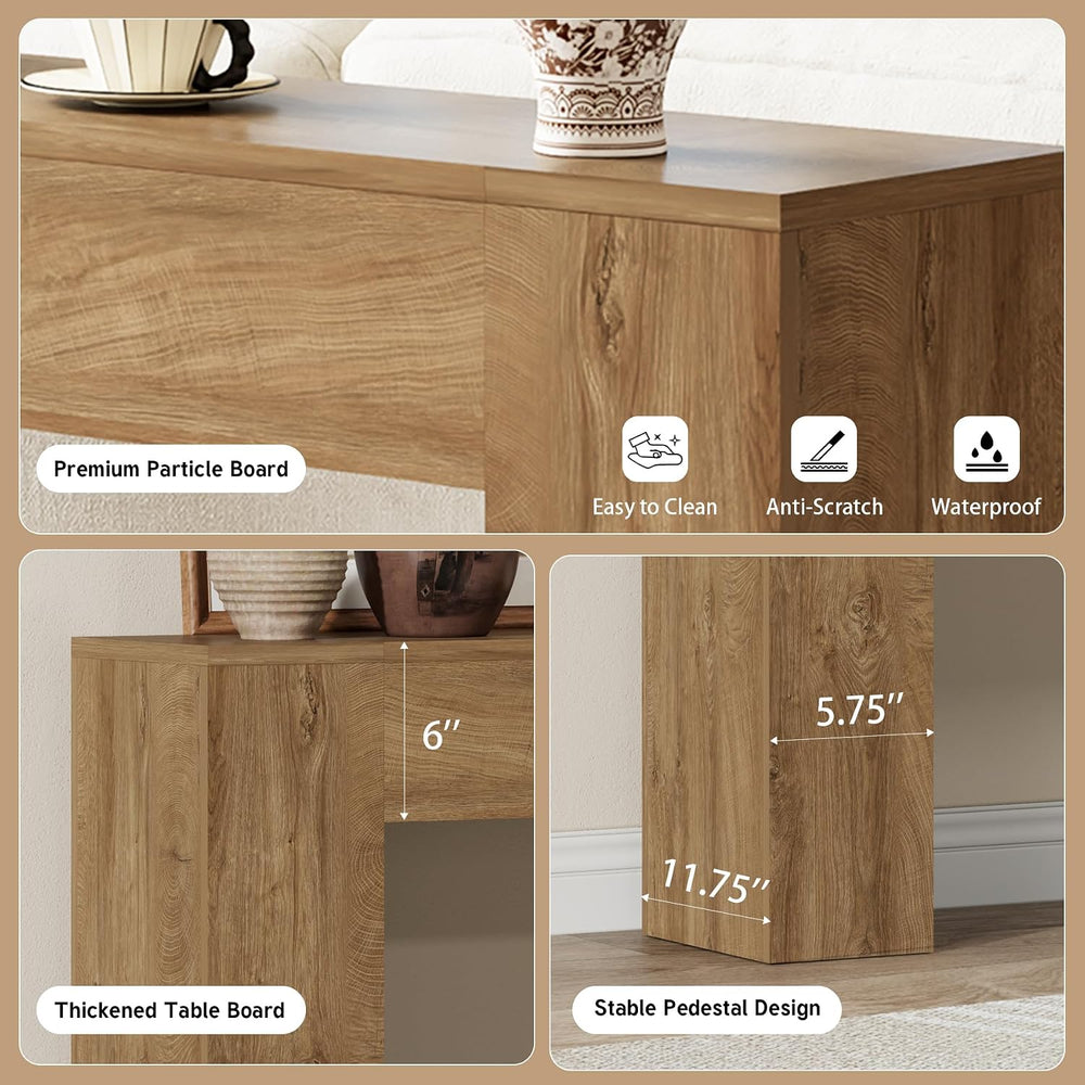 Epecoya 43-Inch Wood Console Table for Entryway, Light Oak Brown | Small Behi...