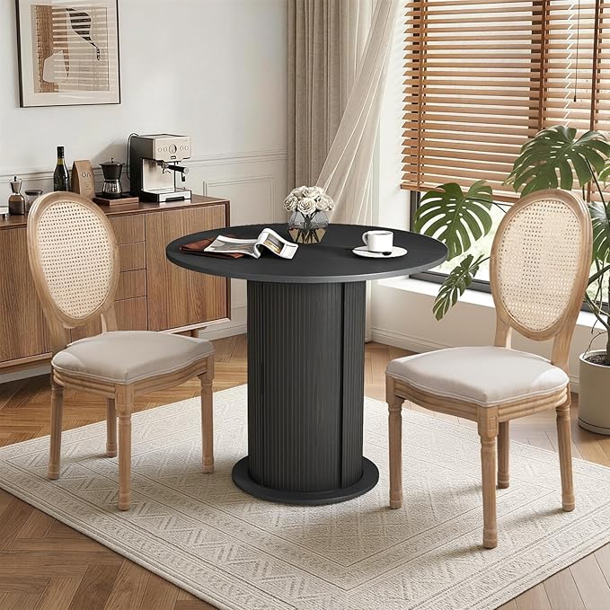 SoarFlash Kitchen Table and Chairs for 2, 31.5" Dining Table Set for 2 with Upholstered Chairs, 3 Piece Kitchen Table Set with Storage Shelf for Small Space, Apartment