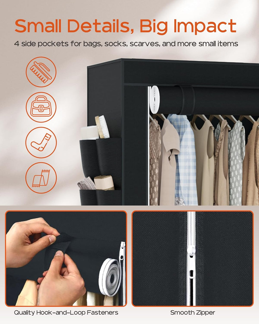 CASAMAYA Portable Closet, 54.3 Inch Large Capacity Wardrobe Closet with Cover...