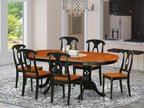 East West Furniture PLKE7-BCH-W 7 Piece Kitchen Table & Chairs Set Consist of an Oval Dining Room Table with Butterfly Leaf and 6 Dining Chairs, 42x78 Inch, Black & Cherry
