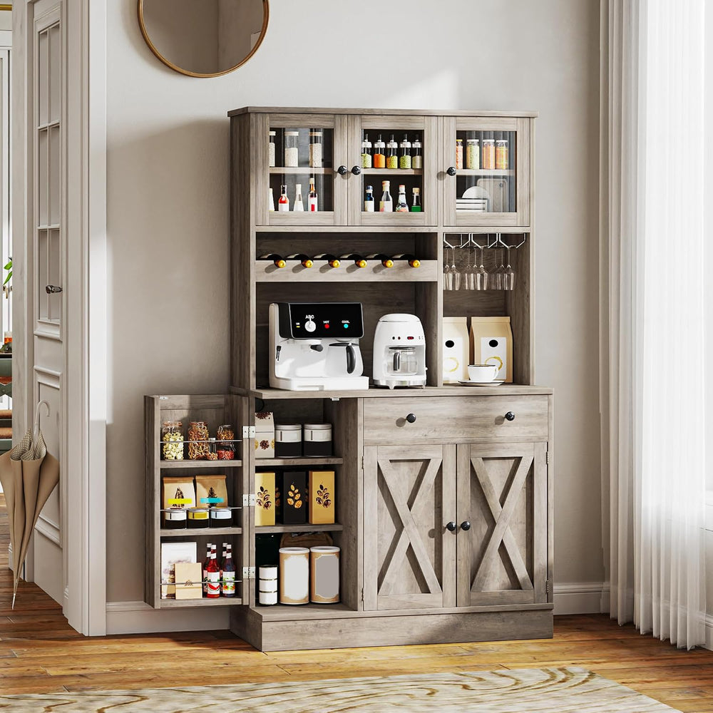 YITAHOME 71''H Kitchen Pantry Cabinet, Grey | Tall Cabinet with Drawe...