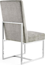 Manhattan Comfort Element Modern Velvet Dining Chairs, High Density Foam, Chrome Finish Stainless Steel Frame, High-Back, Fully Assembled Industrial Chic Accent Furniture, Set of 2, Steel