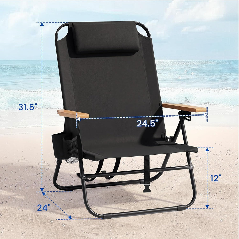 Cansky Portable Beach Chair for Adults, Outdoor Lightweight Camping Chair wit...