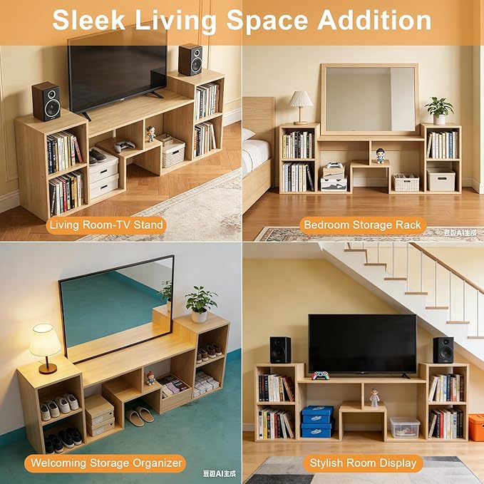 Lightdot 65 inch TV Stand, Modern Entertainment Center with Storage Open Shelf Large Capacity for Collection, Media TV Table Consoles for Living Room/Bedroom/Sofa Cabinet, Easy Assembly - Walnut