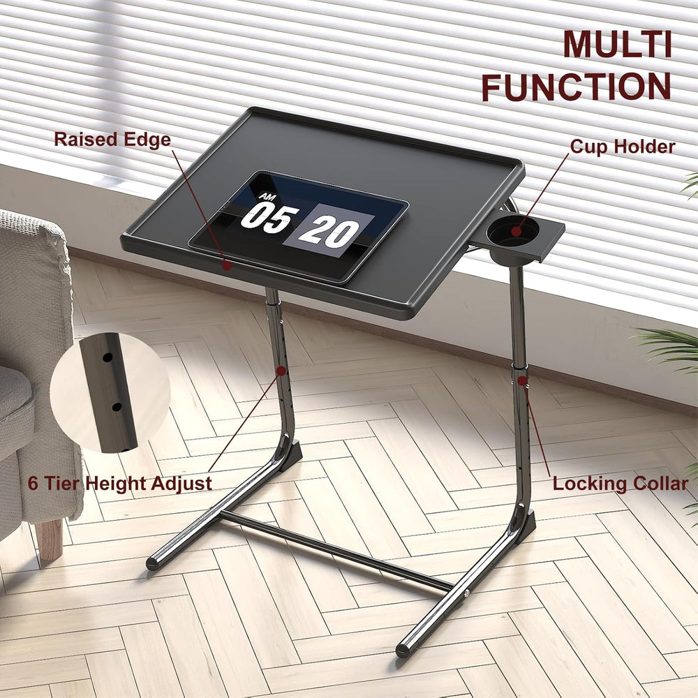 TV Tray Table, Adjustable TV Dinner Table for Eating on Couch with Cup Holder...