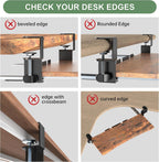 Extra Large Keyboard Tray Under Desk - Slide Out with Sturdy C-Clip Mount System, 31.5" (35.8" Including Clamps) x 11.8" Put-Out Keyboard Tray Computer Drawer, Rustic Vintage Brown