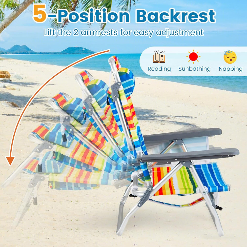 Goplus Beach Chair, Folding Backpack Beach Chairs for Adults w/Adjustable Pos...