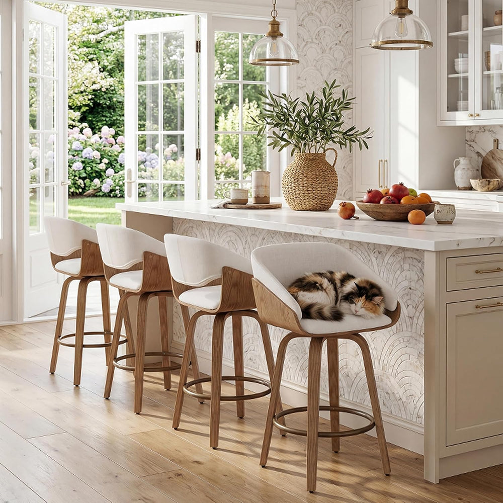 26'' Modern Barrel Swivel Counter Stools Counter Height Swivel Bar St...