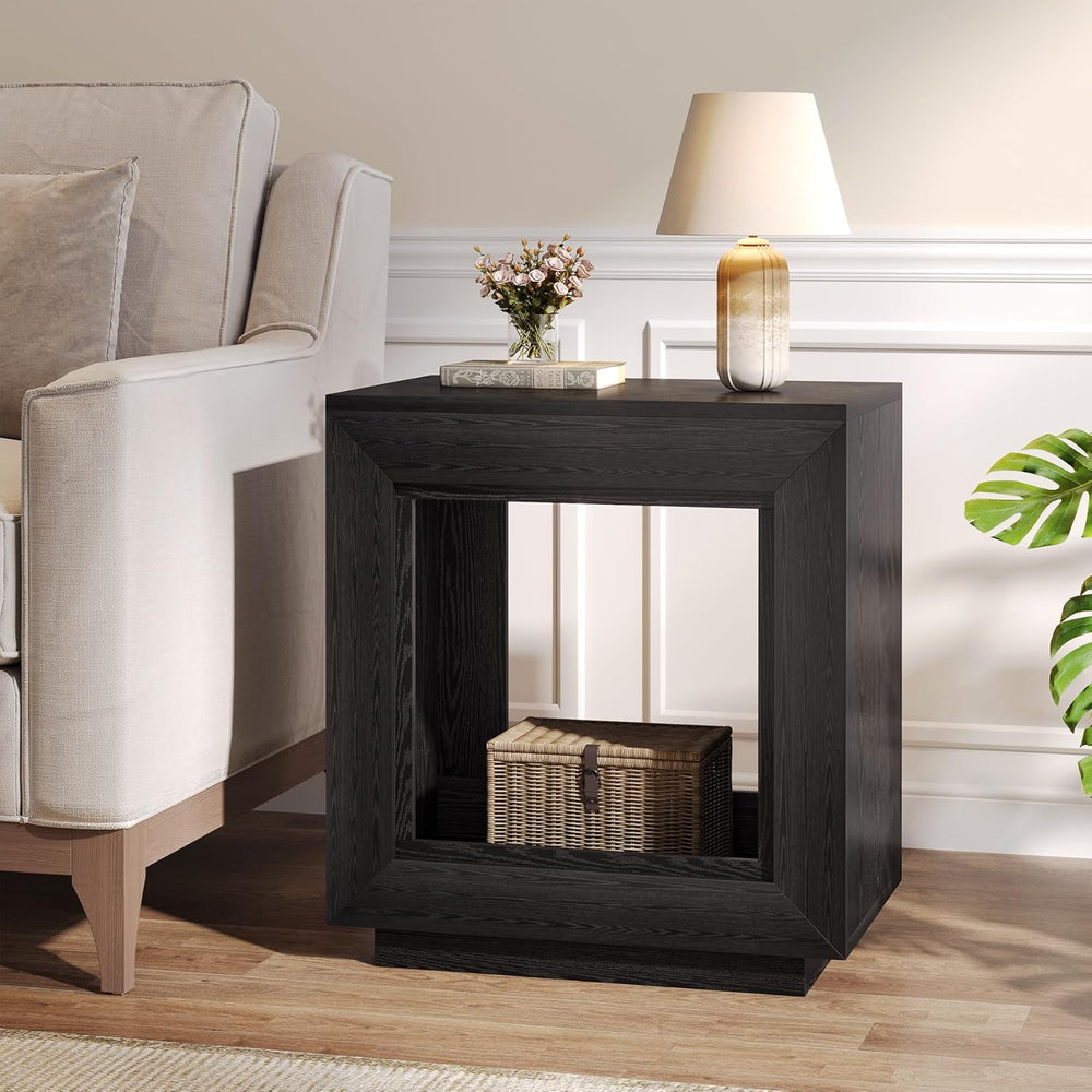 Tribesigns Rustic Brown End Table, 24" Side Table with Storage Shelf, Fa...