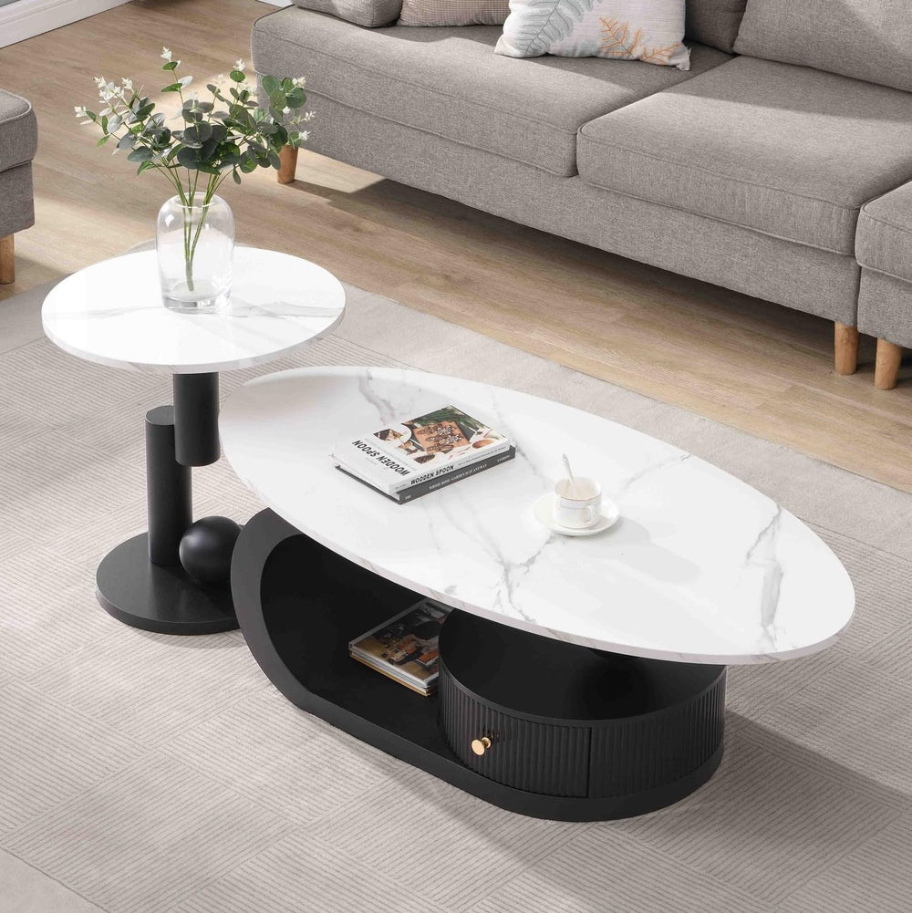 KEVINSPACE Coffee Table, Mid Century Modern Coffee Table for Living Room Rust...