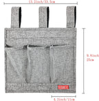 Linen Bedside Caddy, Bedside Storage Organizer for Hospital Beds, College Dorm Rooms or Baby Bed (Classic 4 Pockets Grey)