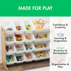 Humble Crew Supersized Toy Storage Organizer with 16 Removable Bins, Natural/White – Large Toy Storage for Toddlers Ideal for Kids' Rooms, Playrooms, and Nurseries - Modern Toy Bins for Kids