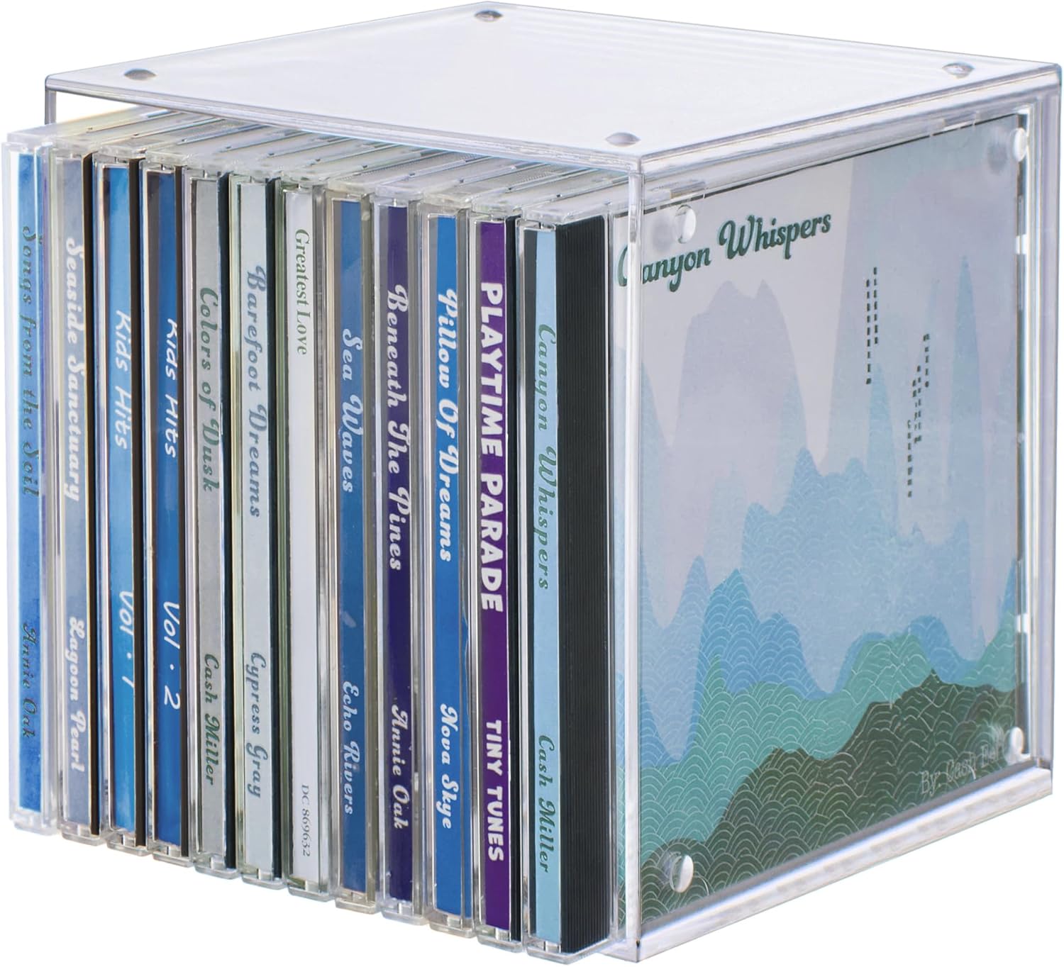 STORi Stackable Clear Plastic CD Organizers (2 Pack) Cube Jewel Case Holders Perfect for Theatre Room | Holds up to 12 CD Cases per Organizer | Made in USA