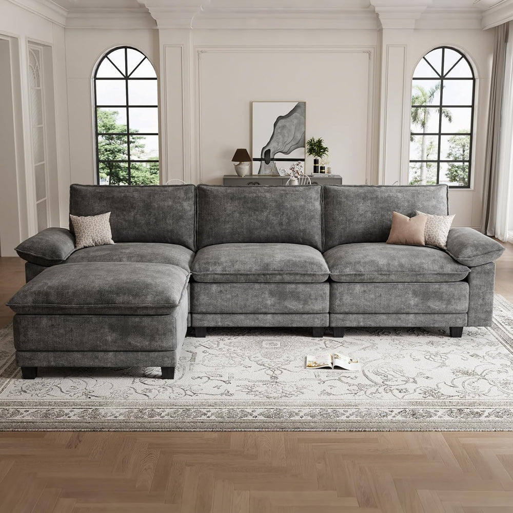 108" Modular Sectional Couch, L Shaped Cloud Sofa for Living Room | Comf...