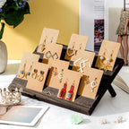 Blulu 31 Pack Wooden Earring Display Stand 7 Slots jewelry Display Holder with Earring Card for Selling Vendors Retail Show