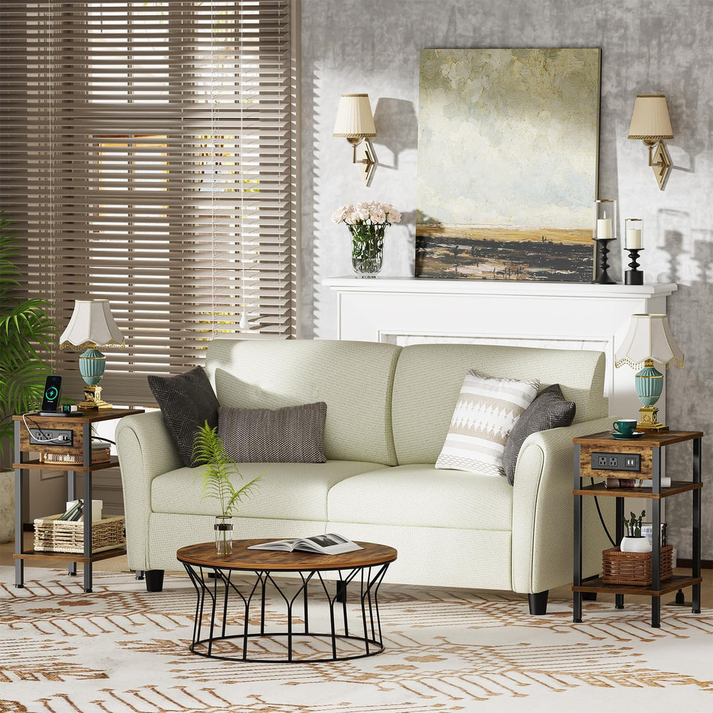 Creso hom Side Table with Charging Station, End Tables Living Room, 21.7 Inch...