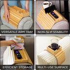 Bamboo Couch Cup Holder Tray, Sofa Armrest Cup Holder, Snack Tray