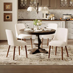Dining Chairs Set of 4, Upholstered Dining Room Chair with Wood Legs, High-Back Padded Kitchen Chairs for Dining Room/Restaurant/Cafe, Beige