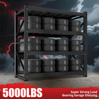 5000LBS Heavy Duty Garage Shelving 59" W Garage Storage Shelves 4-Tier Metal Adjustable Shelf Unit Storage Rack for Basement Supermarket Warehouse 59" W x 24" D x 78" H Black