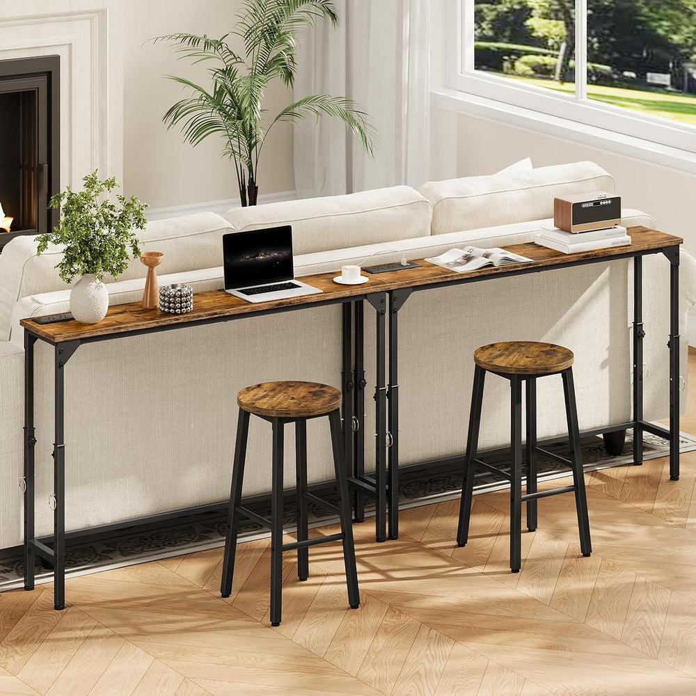 CHOEZON 78.7" Narrow Console Table with Adjustable Height (21.1"-29...