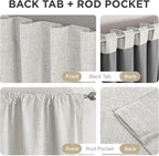 Joydeco Blackout Curtains for Bedroom - 100% Light Blocking 2 Panels Set White Drapes 37" W x 63" L, Thermal Insulated Room Darkening Curtains, Linen Textured for Living Room, Rod Pocket & Back Tabs
