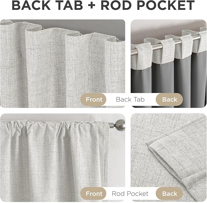 Joydeco Blackout Curtains for Bedroom - 100% Light Blocking 2 Panels Set White Drapes 100"W x 120"L, Thermal Insulated Room Darkening Curtains, Linen Textured for Living Room, Rod Pocket & Back Tabs