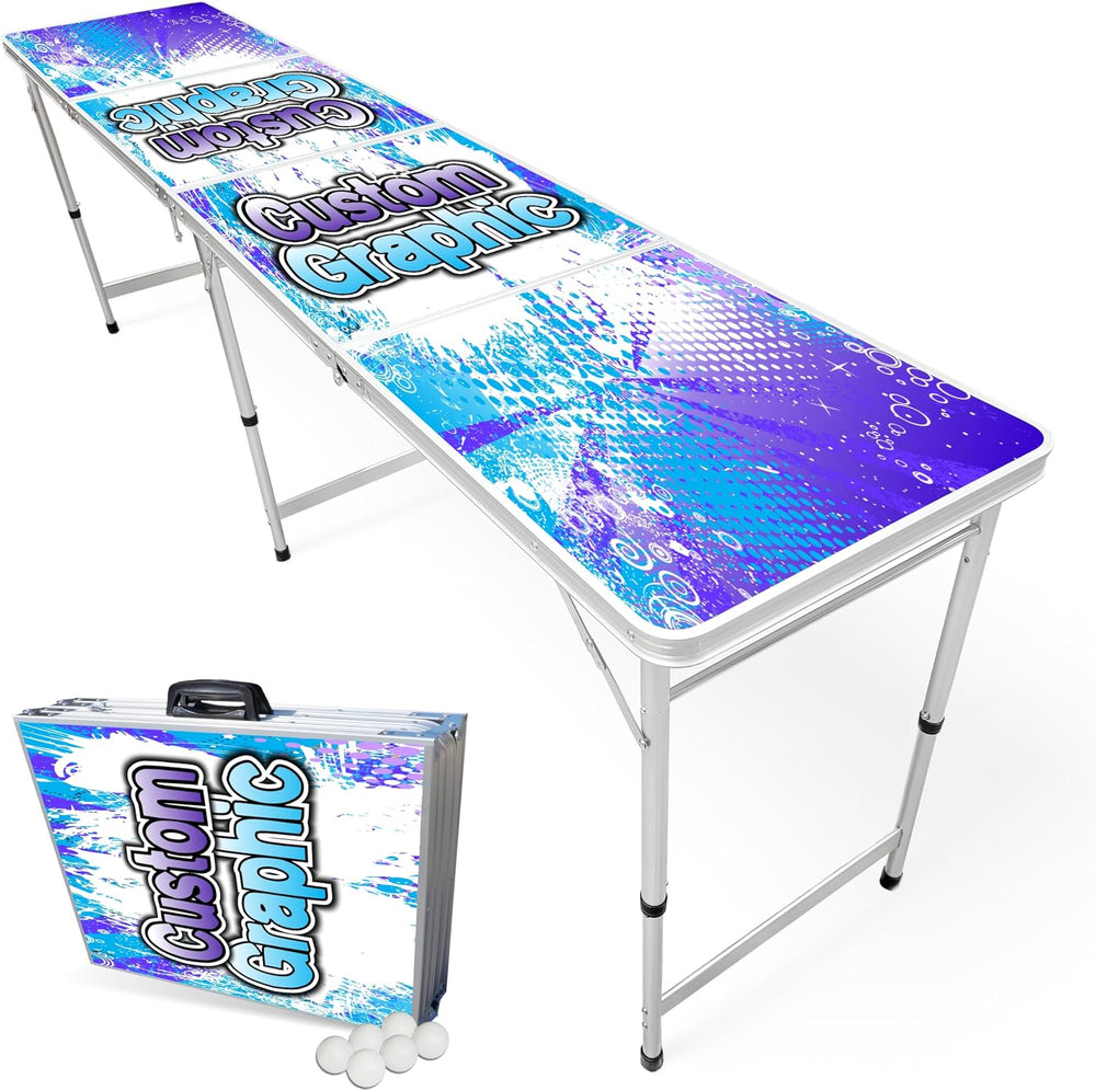 8-Foot Regulation Folding Beer Pong Table w/Beer Pong Balls & Optional Cu...