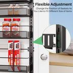 SNTD Over the Door Pantry Organizer - 8 Tier Adjustable Pantry Door Spice Organizer, Large Capacity Hanging Door Spice Rack for Kitchen Pantry Organizers and Storage (Black, 17" W x 6" D x 69" H)