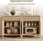 SICOTAS 29" Fluted Buffet Cabinet with Drawer, Modern Storage Cabinet | Elegant Fluted Design, Handle-Free, Adjustable Shelf, 1.38" Thick Panels, Living Room, Kitchen & Entryway, 1 PCS, Light Oak