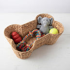 OtterPets Dog Toy Basket, Hyacinth Cat & Dog Bone Shaped Basket, Wicker Pet Toy Bin Organizer, Dog Toy Bin (Large (23"x15"))